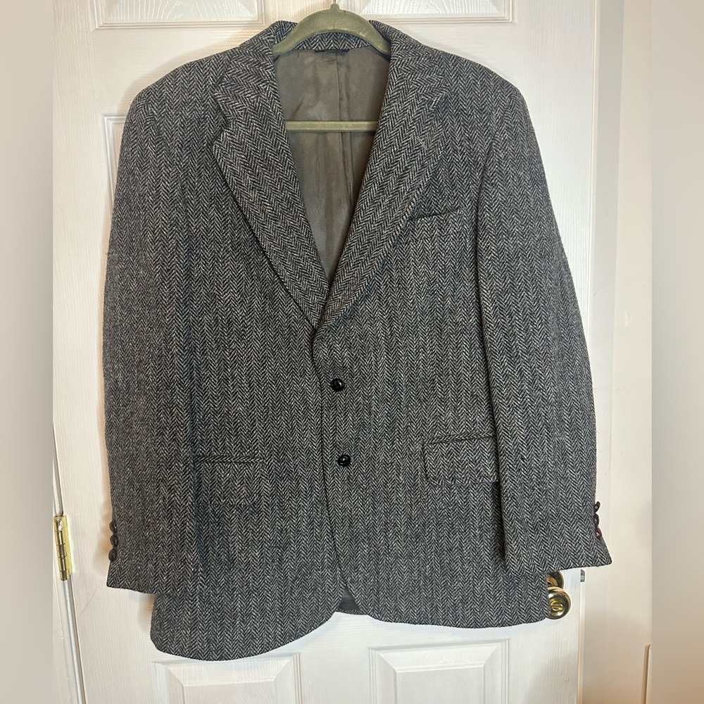Harris Tweed Men's Jacket - Black & Gray 42R
